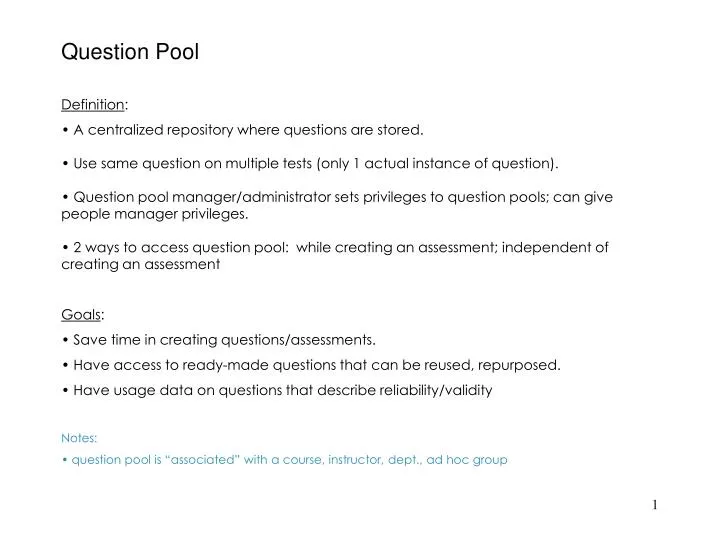 question pool