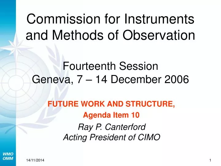 commission for instruments and methods of observation fourteenth session geneva 7 14 december 2006