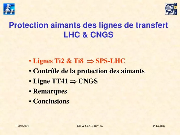 protection aimants des lignes de transfert lhc cngs