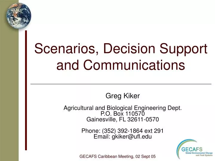 scenarios decision support and communications