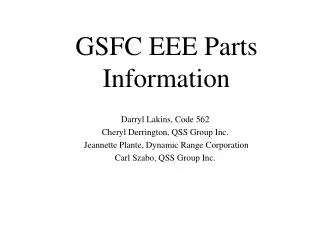 GSFC EEE Parts Information