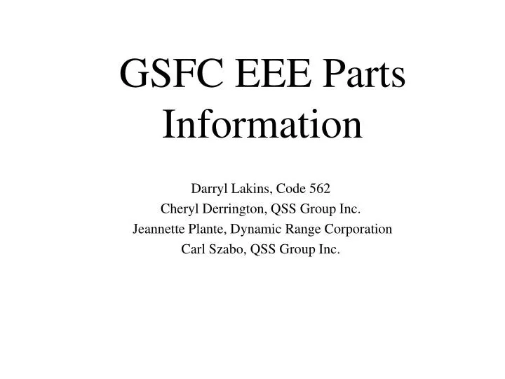 gsfc eee parts information