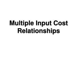 Multiple Input Cost Relationships