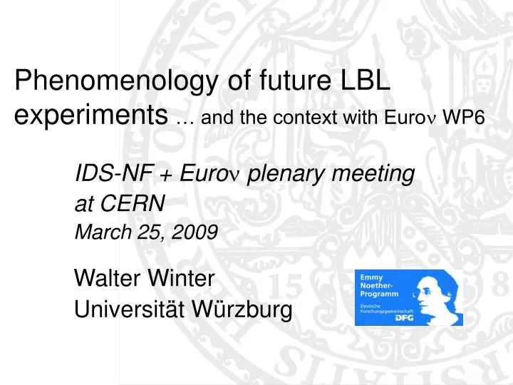 phenomenology of future lbl experiments and the context with euro n wp6