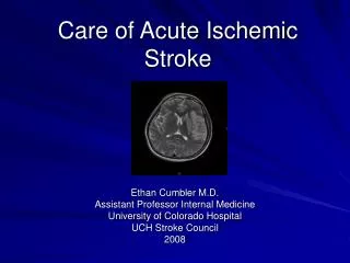 Care of Acute Ischemic Stroke