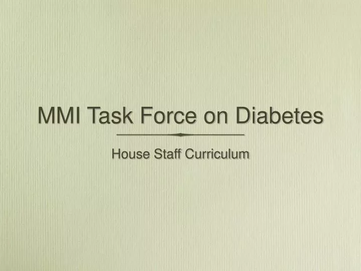 mmi task force on diabetes