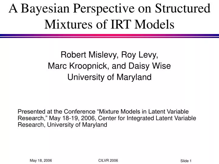 a bayesian perspective on structured mixtures of irt models