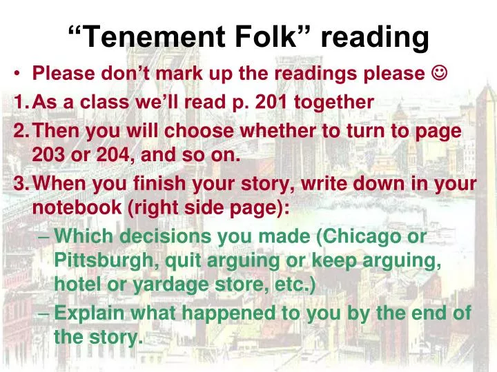 tenement folk reading