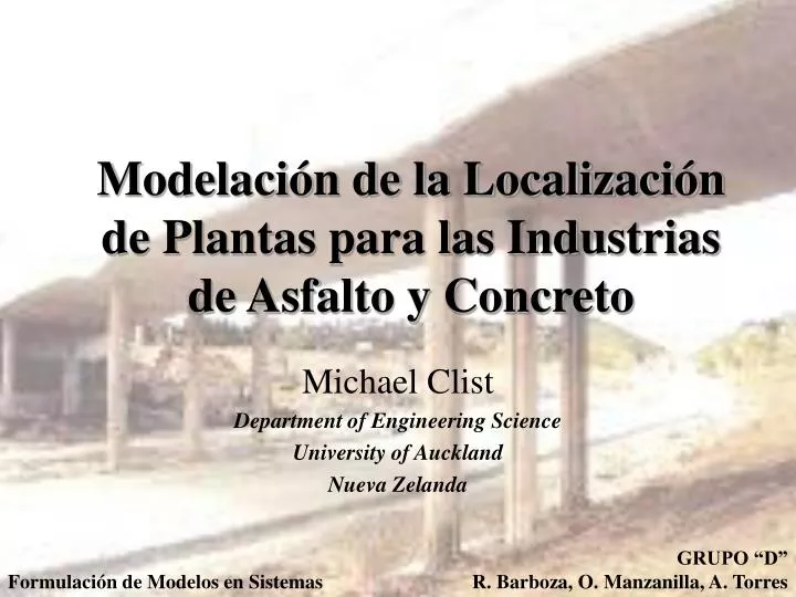 modelaci n de la localizaci n de plantas para las industrias de asfalto y concreto