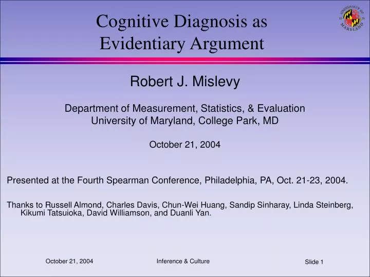 cognitive diagnosis as evidentiary argument