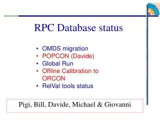 RPC Database status