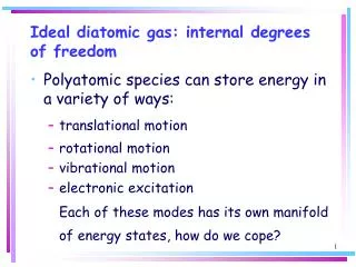 Ideal diatomic gas: internal degrees of freedom