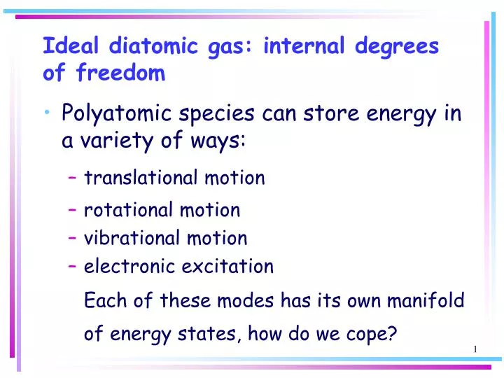 ideal diatomic gas internal degrees of freedom