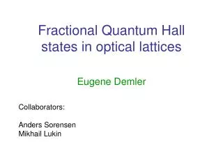 Fractional Quantum Hall states in optical lattices