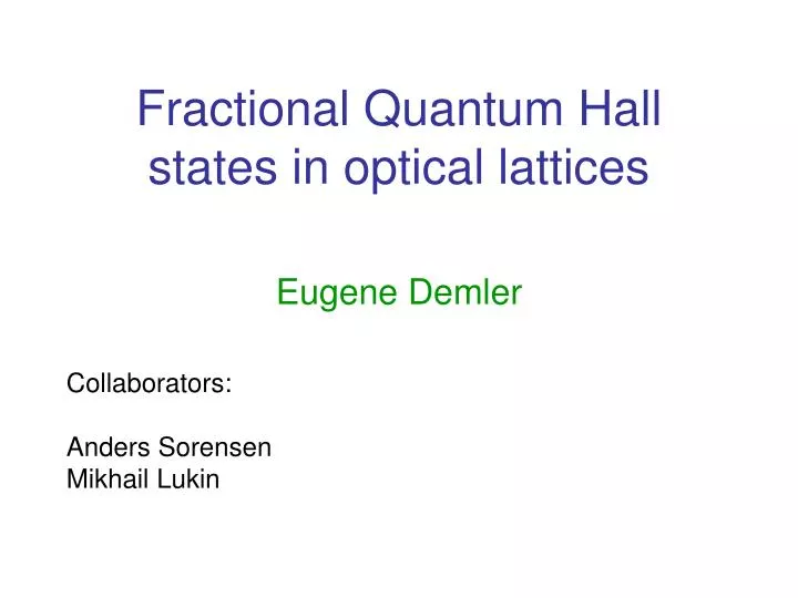 fractional quantum hall states in optical lattices