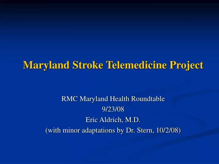 maryland stroke telemedicine project