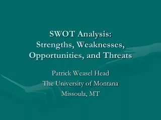 SWOT Analysis: Strengths, Weaknesses, Opportunities, and Threats