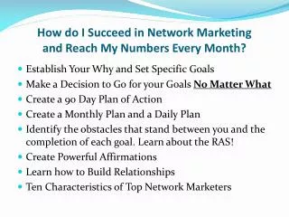How do I Succeed in Network Marketing and Reach My Numbers Every Month?