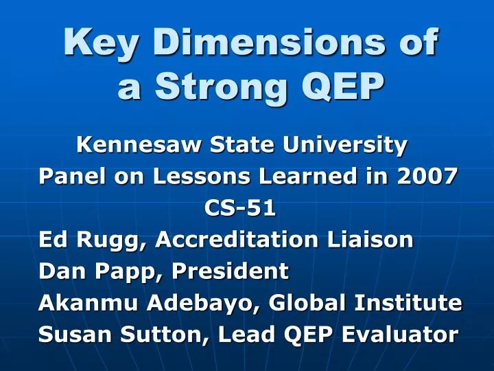 key dimensions of a strong qep