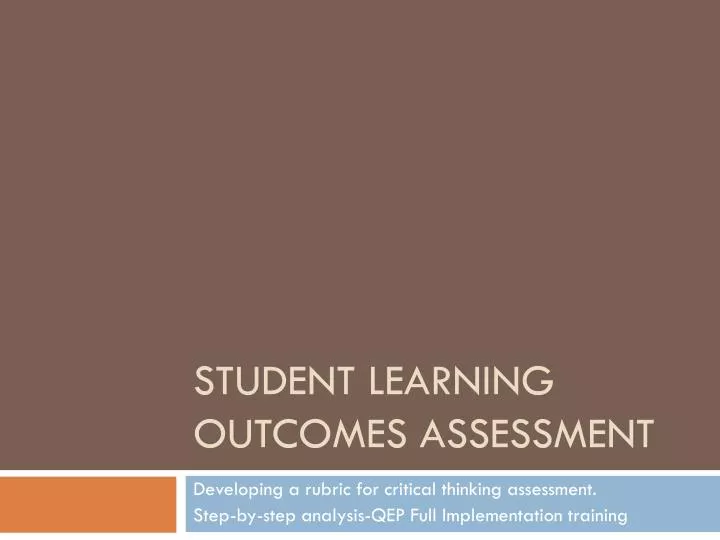 student learning outcomes assessment