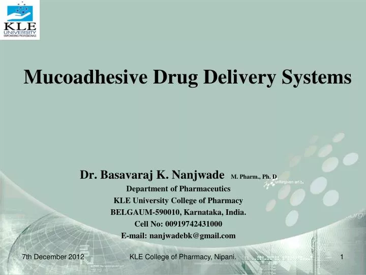 mucoadhesive drug delivery systems