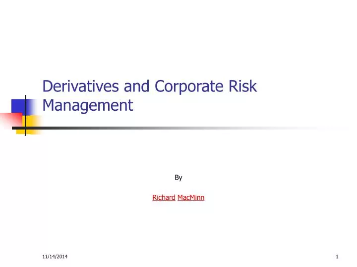 derivatives and corporate risk management