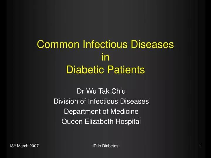 common infectious diseases in diabetic patients