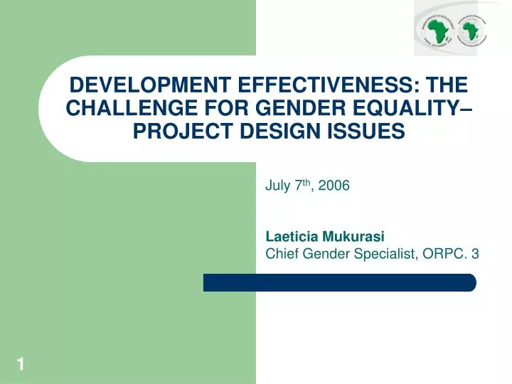 development effectiveness the challenge for gender equality project design issues