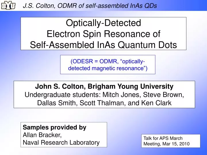 optically detected electron spin resonance of self assembled inas quantum dots