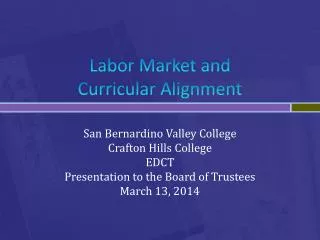 Labor Market and Curricular Alignment