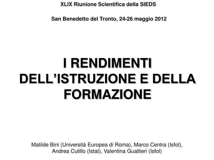 i rendimenti dell istruzione e della formazione