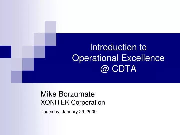 introduction to operational excellence @ cdta