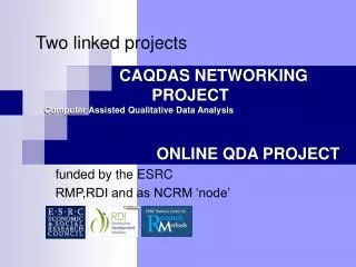 CAQDAS NETWORKING PROJECT ONLINE QDA PROJECT