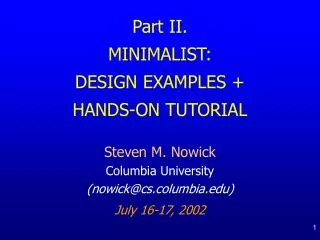 Part II. MINIMALIST: DESIGN EXAMPLES + HANDS-ON TUTORIAL