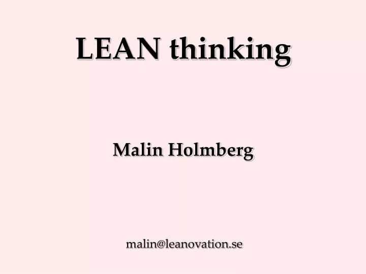 lean thinking malin holmberg