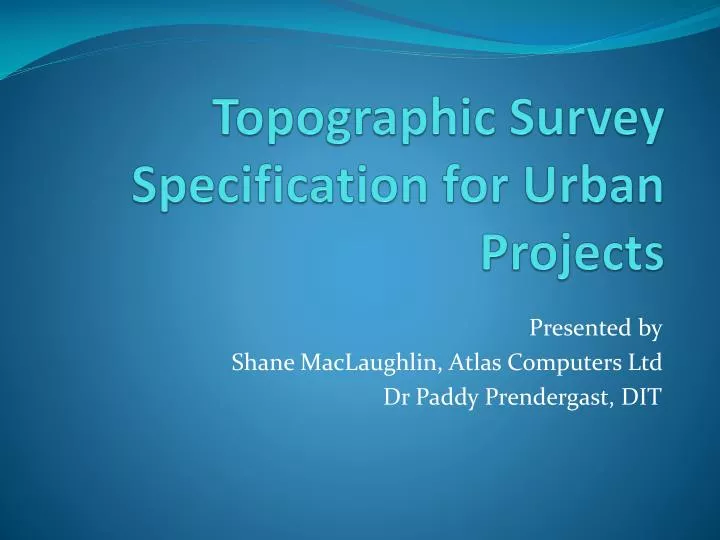 topographic survey s pecification for urban projects