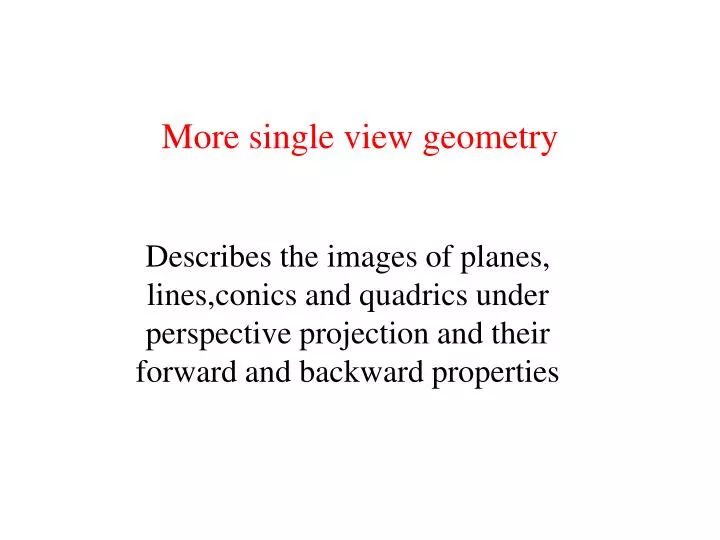 more single view geometry