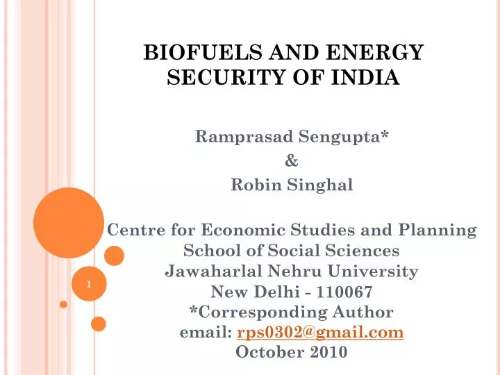 biofuels and energy security of india