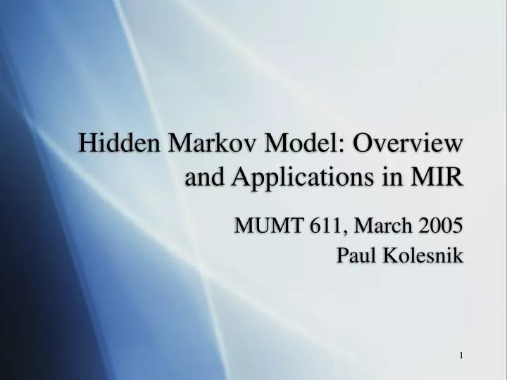 hidden markov model overview and applications in mir