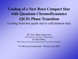 By: Prof. Ming-Chung Chu (The Chinese University of Hong Kong) Ka-Wah Wong
