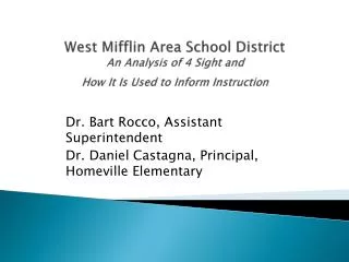 West Mifflin Area School District An Analysis of 4 Sight and How It Is Used to Inform Instruction