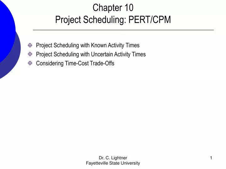 chapter 10 project scheduling pert cpm