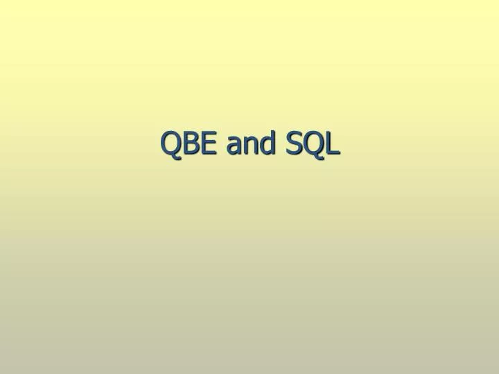 qbe and sql