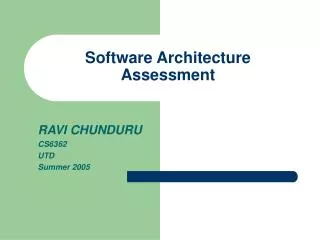 Software Architecture Assessment