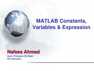 MATLAB Constants, Variables &amp; Expression