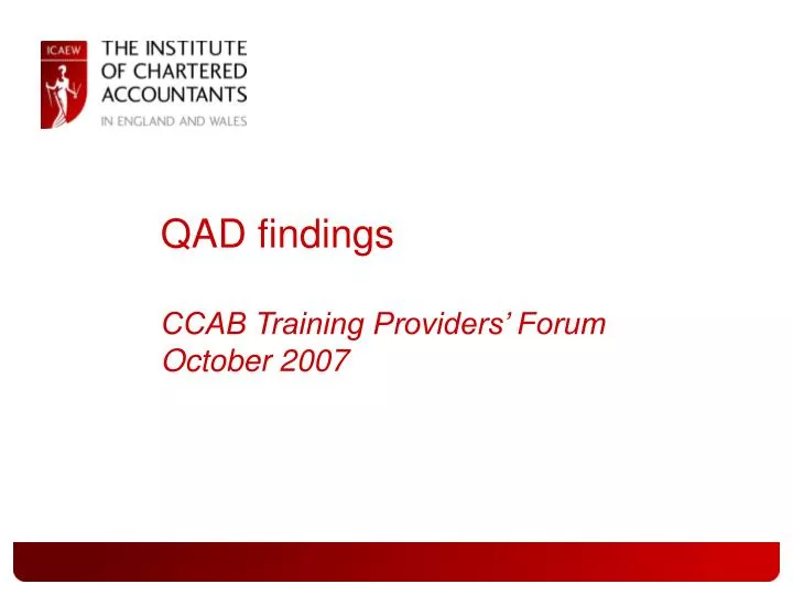 qad findings ccab training providers forum october 2007