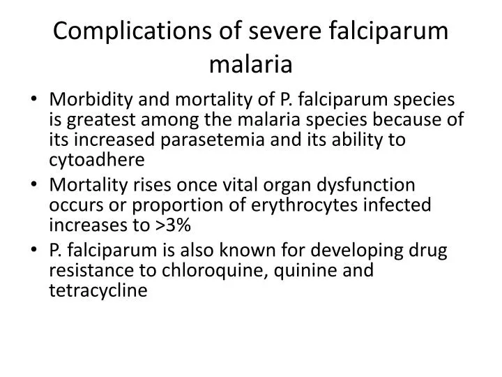 complications of severe falciparum malaria
