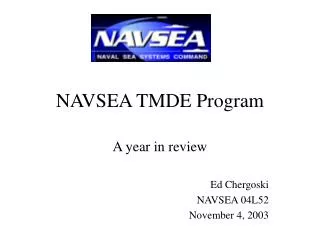 NAVSEA TMDE Program