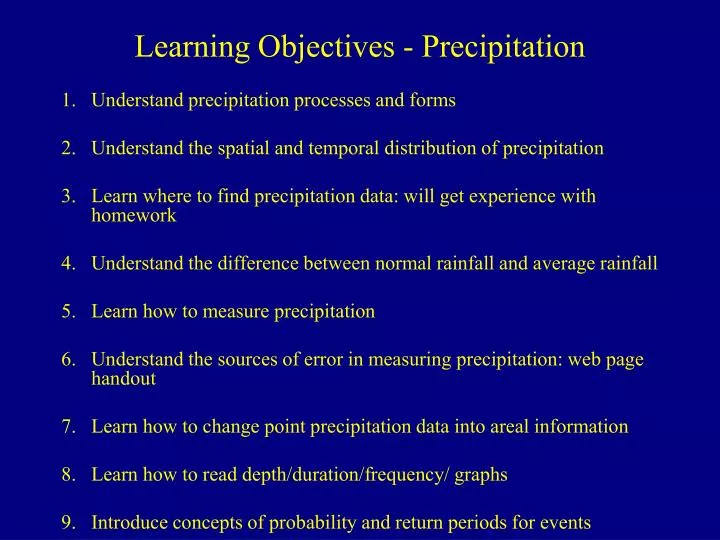 learning objectives precipitation