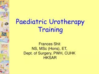 Paediatric Urotherapy Training